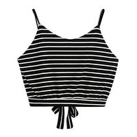 Women's Casual V Neck Stripe Seft Tie Back Crop Cami Tops Camisole Shirt Vest