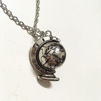 Unique Jewelry Silver Rotatable Globe World Mini Pendant Necklace