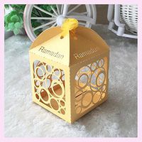 Joyfulislam.shop 50pcs Pearl Paper Happy Eid Gift Box