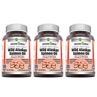Amazing Omega Wild Alaskan Salmon Oil - 1000mg of Salmon Oil, 180 Softgels - Supports Heart, Joint & Brain Health (Pack of 3-180 Softgel Bottles)