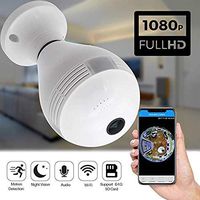 Bulb WiFi IP Camera Wireless Fisheye Cameras for Home Security Baby Room Home School Office Nanny Pet Indoor Night Vision Motion Detection Alarm Christmas Holiday Smart Home Gifts