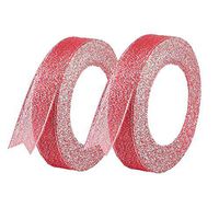 Ribbon Roll Organza Ribbon Metallic Glitter Ribbon，2 Roll 0.78 inches Width,Bulk Fabric Ribbon for Holiday Wedding Birthday Party Bows Decoration Gift Wrapping DIY Crafts Arts （Red,50Yard）