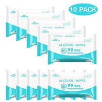 Alcohol Wipes (10 Packs, 100 Wipes), 75% Alcohol Wet Wipes Portable Cleaning Wipes for Hand Home House, Hotel, Restaurant, Office, Car, All Purpose Cleaning