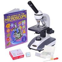 Omano OM136L-XSP3-40x-400x - Premium Monocular - Student Compound Microscope - Professional Condenser - LED Illumination - Illustrated Experiment Book - 15pc Prepared Slides - Accessory Kit