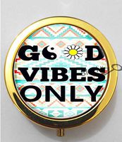 BlackKey Good Vibes Only 3-Compartment Decorative Pocket Gift Box Case Organizer for Pill, Color 2 -796