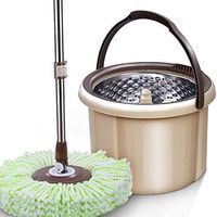 Xiaochongshan Wet Spin Mop And Bucket Easy Wring System And Washable Microfiber Cloth Mop，Mop bucket set (Color : Brown, Size : 31x31x23cm)