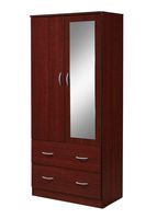 Hodedah 2-Door 2-Drawers, Mirror and Clothing Rod Armoire