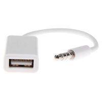 Gotd 3.5mm Male AUX Audio Plug Jack To USB 2.0 Female Converter Cable Cord Car MP3 (White)