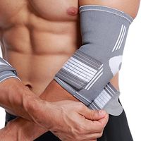 Neotech Care Elbow Brace Support Sleeve (1 Pair) - Elastic & Breathable Fabric - Adjustable Compression Strap/Band - for Men, Women, Right or Left Arm - Gray Color (Size L)