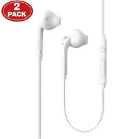 Aux Headphones/Earphones/Earbuds, (2 Pack) 3.5mm Aux Wired in-Ear Headphones with Mic and Remote Control Compatible with Galaxy S9 S8 S7 S6 S5 Edge + Note 5 6 7 8 9 and More Android Devices-White