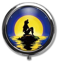 Hanbalin - The Little Mermaid Custom Round Silver Pill Box Pocket 2.1 inches Medicine Tablet Holder Organizer Case for Purse