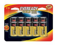 Eveready C Cell Alkaline Batteries, Gold (10 Count)