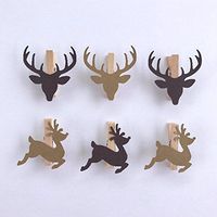Sweet Thymes Reindeer Clothespins Christmas Decoration Paper Cutouts Kit Gift Wrapping Clips Pins Holiday Games