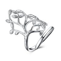 Greendou Fashion Jewelry 925 Sterling Silver Plated Tree Branch Open Adjustable Wedding Ring