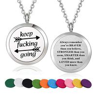 WPFdesign Stainless Steel Inspiration Keep Going Aroma Therapy Aromatherapy Essential Oil Diffuser Necklace Locket Pendant (Style 30)