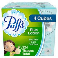 Puffs Plus Lotion Facial Tissues, 4 Cubes, 56 Tissues per Box (224 Tissues Total) - Prime Pantry