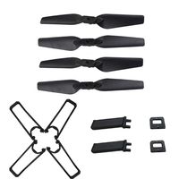 Aircraft Accessories-Propellers Blades Guards Landing Skids for Eachine E58 RC Quadcopter,Drone Parts (4 Paddle + 2 Tripod + 4 Protection ring) (Black)