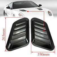 CHAMPLED 2pcs Universal ABS Car Decor Hood Scoop Smoke Black Air Flow Intake Vent Cover Gum For FORD CHRYSLER CHEVY CHEVROLET DODGE CADILLAC JEEP GMC PONTIAC HUMMER LINCOLN BUICK
