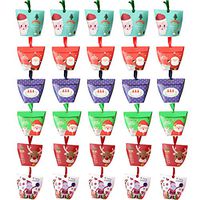 Bcpress 30 Pack Christmas Boxes Xmas Candy Treat Paper Gift Fruit Boxes for Christmas Party Supplies, 6 Styles