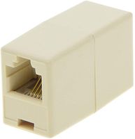 GE TL26190 Telephone in-Line Female to Female Coupler Straight for 6P4C RJ11 Connector White