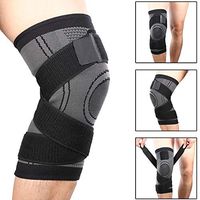 Compression Knee Sleeve with Adjustable Strap for Pain Relief Meniscus Tear Knee Brace Knee Support for Running Basketball (Grey-XXXL)