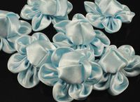 20pcs Ribbon Buns Flower Bows Appliques Wedding DIY Craft Upick (Blue)
