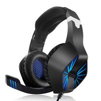 RegeMoudal Gaming Headset for Xbox One, PS4, PC, Noise Cancelling Over Ear Headphones Mic, Blue LED Light, Subwoofer Surround, Soft Memory Earmuffs for PC Laptop Tablet and Smart Phone