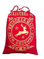 Santa Sack, Extra Large Reusable Cotton Christmas Bag by Chalkallaboutit (Red-Reindeer Mail 1)