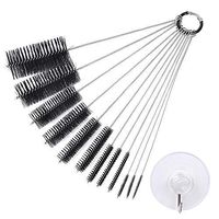 eZAKKA 9.8 Inch 12 Pieces Nylon Tube Brushes Pipe Cleaning Brush Glasses Straws Cleaning Brushes with Suction Cup Hook, Black