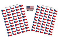 Made in USA! 100 Country Flag 1.5" x 1" Self Adhesive World Flag Stickers, Two Sheets of 50, 100 Sticker Flags Total (Czech Republic)