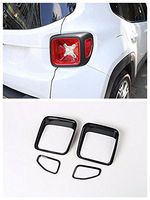 Nicebee Black 4pcs Car Tail Light Guard Rear Lamp Trim Cover Ring Outlet Exterior ABS Chrome for Jeep Renegade 2015-2018