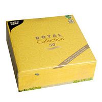       Linen Like PAPER Disposable Napkins, 50 Pack, Premium Quality, looks and feels like Cloth, Royal Collection, "Casali design" 1/4 - Fold, 16" x 16" (Yellow)