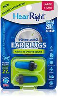 HearRight Volume Control Ear Plugs Adjustable Ear Plugs Soft Foam Ear Plugs for Hearing Protection (2-Pack)