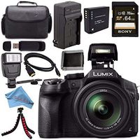Panasonic Lumix DMC-FZ300 DMC-FZ300K Digital Camera + DMW-BLC12 Lithium Ion Battery + Charger + Sony 64GB SDXC Card + Case + Tripod + Micro HDMI Cable + Memory Card Wallet + Flash Bundle