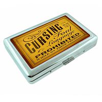 Metal Silver Cigarette Case Vintage Poster D-229 Cursing and The use of Foul Language Prohibited