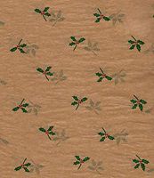 Christmas Holly Gift Wrapping Tissue Paper for Art DIY Crafts in Bulk On Kraft/Tan Background # 763~10 Large Sheets Size 20" x 30"