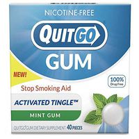 QuitGo Nicotine Free Gum Drug-Free chew-able Texture Quit Smoking Products Refreshing Natural Mint Flavor Reduce Cravings and Overcome The Urge to Smoke with Activated Tingle (Original, 40 Count)