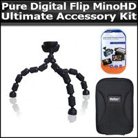 Ultimate Accessory Kit For Pure Digital Flip MinoHD Camcorder 3rd Generation M3160S, M31120B NEWEST MODEL Includes Slim Protective hard Case + Gripster Flexible Tripod + Clear LCD Screen Protectors