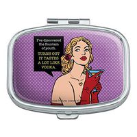 Discovered Fountain of Youth Tastes Like Vodka Funny Humor Rectangle Pill Case Trinket Gift Box