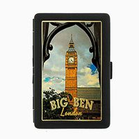 Perfection In Style Black Color Metal Cigarette Case D-221 Big Ben London