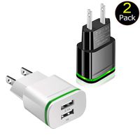 USB Wall Charger, 2-Pack Dual Port USB Charger Adapter with LED Indicator 2.1A Universal Power Adapter for iPhone 11/11 Pro/Xs Max/8/7/6, iPad, Samsung, Huawei and More Smart Phone (Black and White)