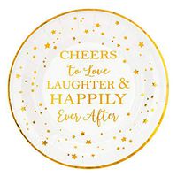 Crisky Cheers to Love Gold Plates for Bridal Shower, Wedding, Engagement, Bachelorett Party Decorations, Dessert, Buffet, Cake, Lunch, Dinner Disposable Plates Party Supples, 50 Count, 9" Plate