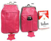 2pc Hot Pink Genuine Soft Leather Cigarette Case with Lighter Pocket 100s + 120s 2pc for $11.99