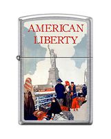 Zippo American Liberty Street Chrome Windproof Pocket Lighter NEW