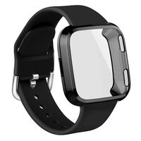 WEYDE Sport Band Compatible with Fitbit Versa, Soft Silicone Waterproof Replacement Wristband with Fitbit Versa Screen Protective case for Women Man