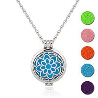 Essential Oil Diffuser Necklace Aromatherapy Fragrance Floral Pendant Aroma Felt Pads Surgical Solid Locket