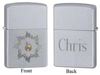 Personalized Zippo Ring of Fire Satin Chrome Lighter with Free Engraving