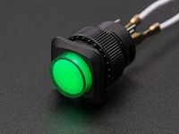 Adafruit 16mm Illuminated Pushbutton - Green Latching On/Off Switch [ADA1443]