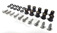 Motorcycle Windscreen Bolt Kit Windshield Stainless Steel Black Screws Well Nuts Washers - Stainless Steel 10 Pack