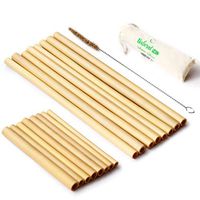 NATURAL NEO Organic Bamboo Straws Reusable with Coconut Fiber Brush Drinking Straw Biodegradable Kids Adults | Set of 16-8 of 5.1'' and 8 of 8.7'' | Natural Alternative to Plastic